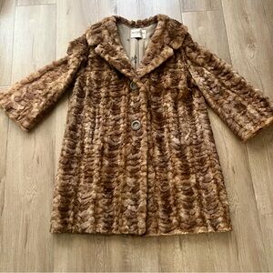 Vtg‎ Weinberg Furs Genuine Mink Coat Outwear Brown Ruffled Texture Silk Lining